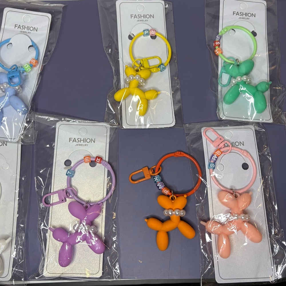 Set of two- Colorful Balloon Dog Keychains - Picture 2 of 3